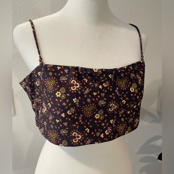 New! Madewell Second Wave Reversible Bandeau Bikini Top in Wildplains Floral - Picture 5 of 7